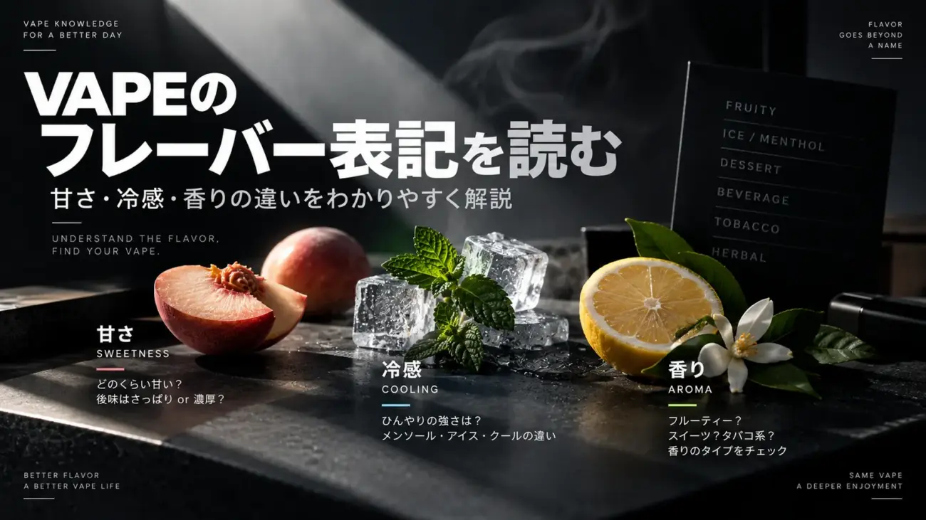 VAPEフレーバー表記の甘さ・冷感・香りの違い