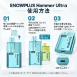 SNOWPLUS Hammer Ultra 20Kの基本的な使用方法を説明する画像