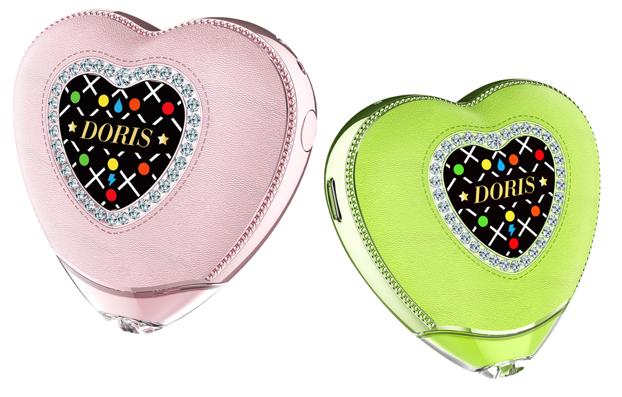 LUFFBAR DORIS 30000のピンクとグリーンのハート型ボディ